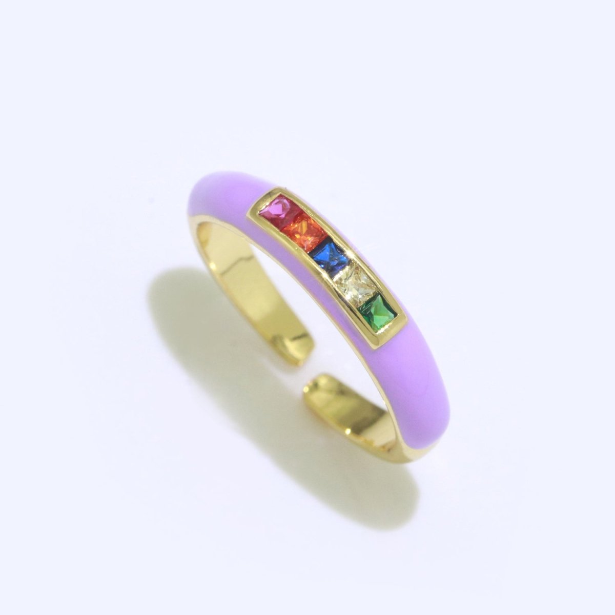 Multi Color Cz Ring Colorful Enamel Ring Open Adjustable in 14K Gold Filled  S-110~S-119