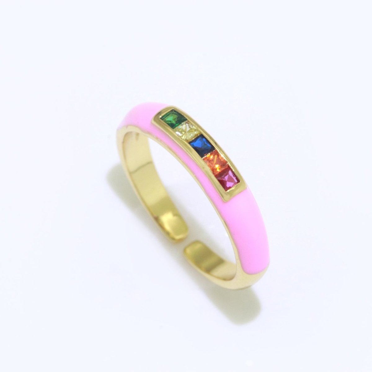Multi Color Cz Ring Colorful Enamel Ring Open Adjustable in 14K Gold Filled  S-110~S-119