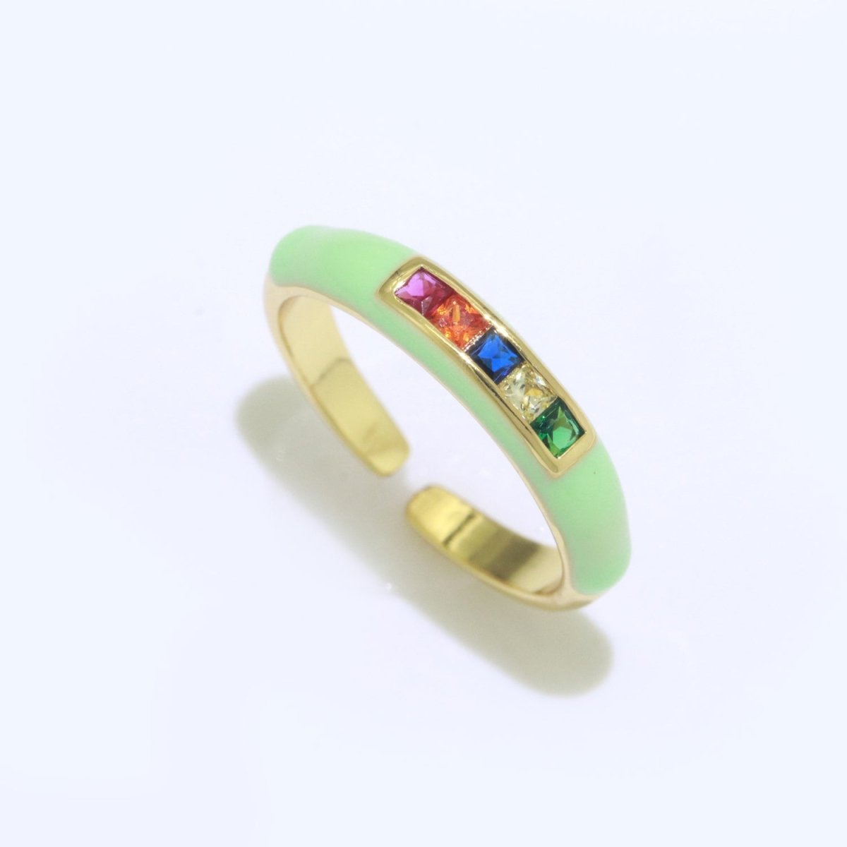 Multi Color Cz Ring Colorful Enamel Ring Open Adjustable in 14K Gold Filled  S-110~S-119