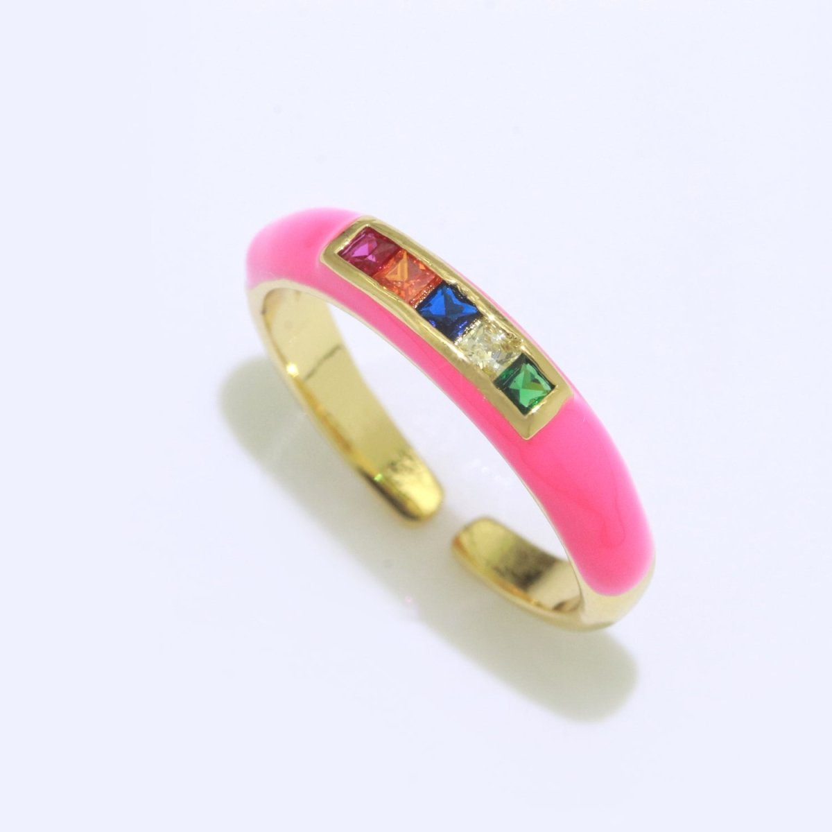 Multi Color Cz Ring Colorful Enamel Ring Open Adjustable in 14K Gold Filled  S-110~S-119