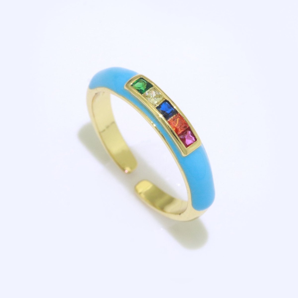 Multi Color Cz Ring Colorful Enamel Ring Open Adjustable in 14K Gold Filled  S-110~S-119