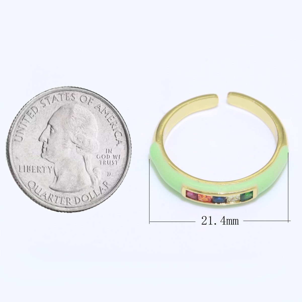 Multi Color Cz Ring Colorful Enamel Ring Open Adjustable in 14K Gold Filled  S-110~S-119