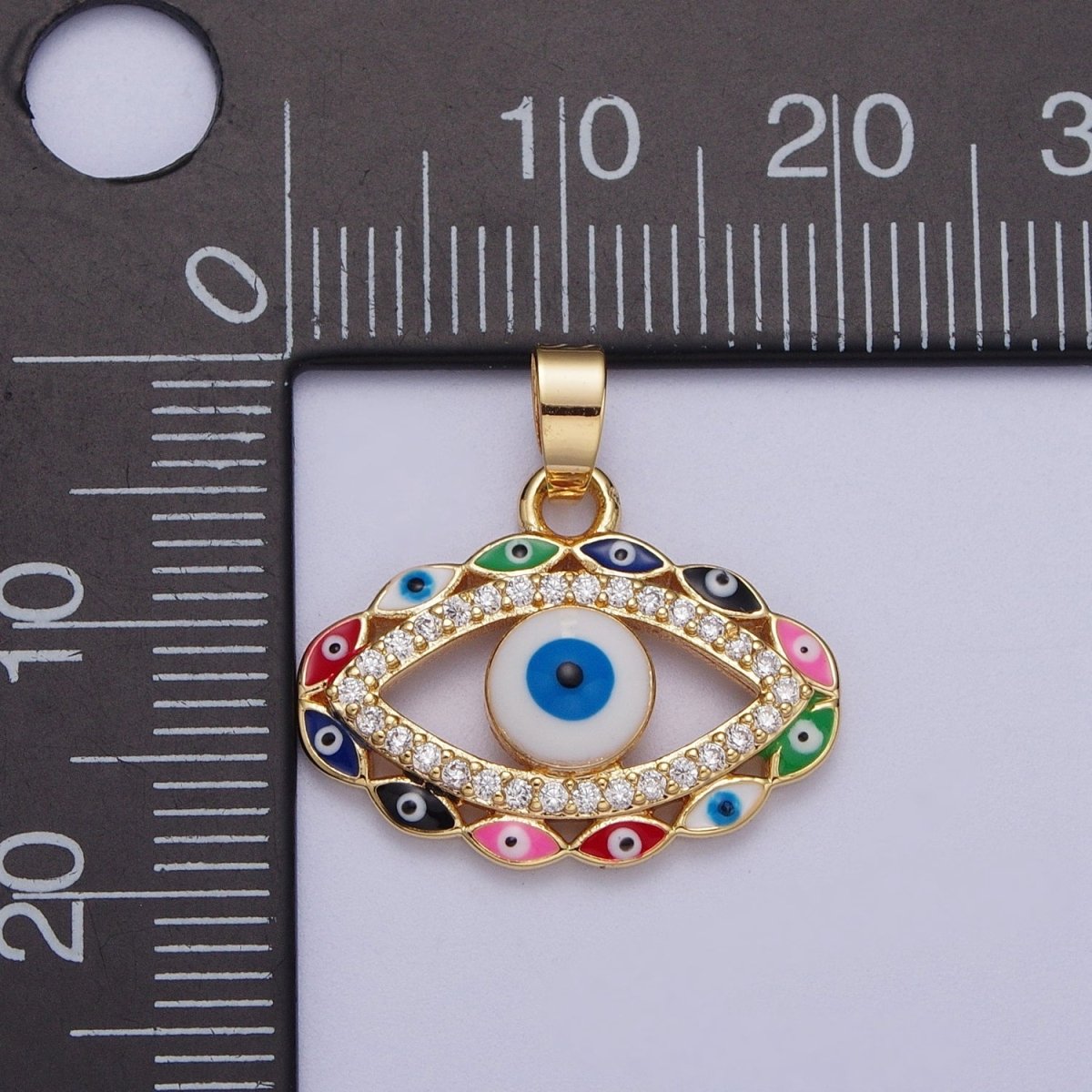 Multi Color Evil Eye Pendant in 16k Gold Filled for Amulet Jewelry X-690