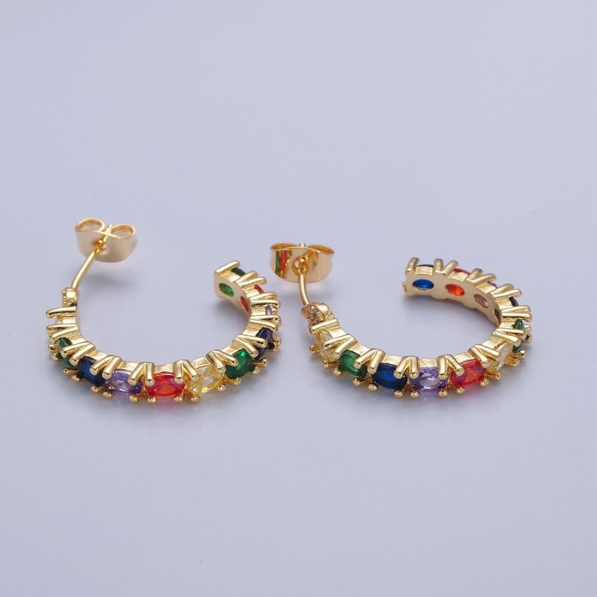 Multi Color Pave Hoop Earring T-419