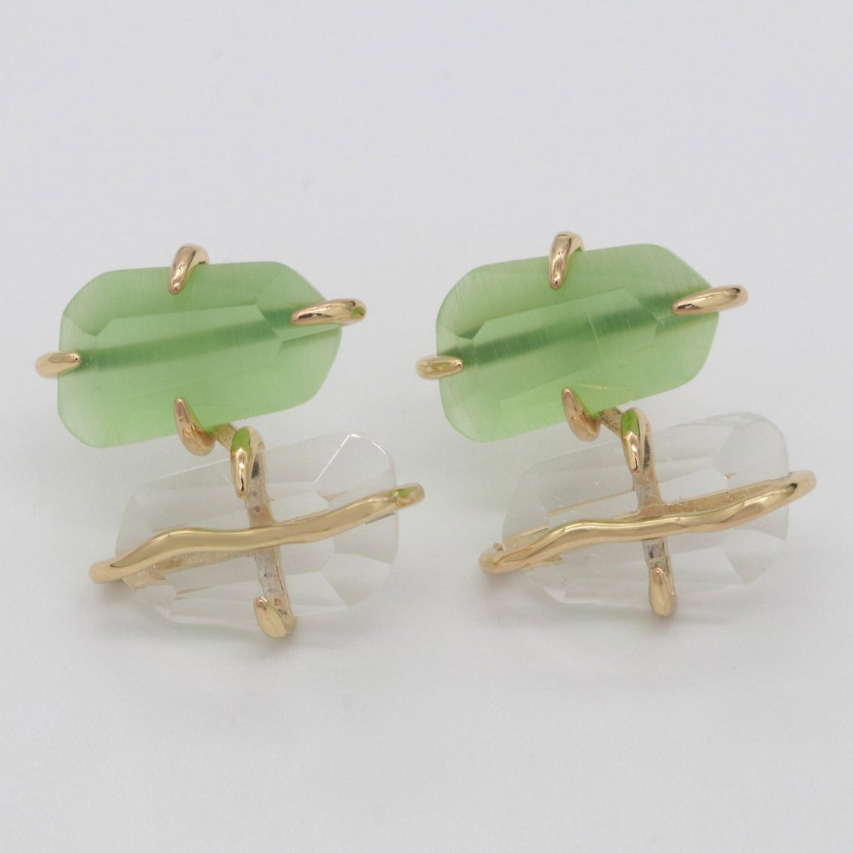 Multicolor Abstract Crystal Zirconia 14K Gold Stud Earrings | T-159 T-196 T-197