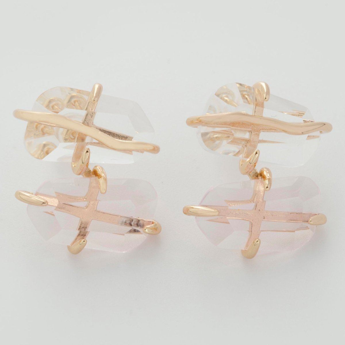 Multicolor Abstract Crystal Zirconia 14K Gold Stud Earrings | T-159 T-196 T-197