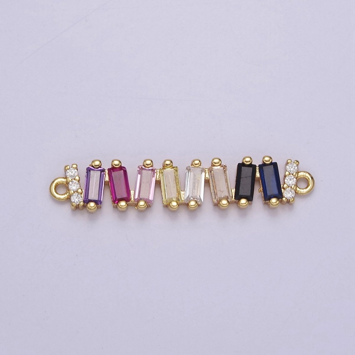 Multicolor Baguette Cubic Zirconia CZ Connector For Jewelry Necklace Bracelet Making, F-174