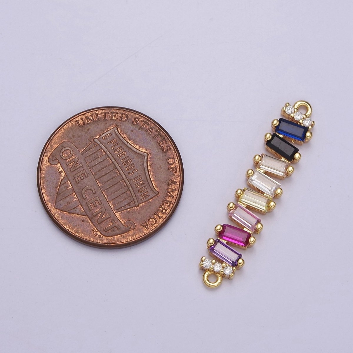 Multicolor Baguette Cubic Zirconia CZ Connector For Jewelry Necklace Bracelet Making, F-174