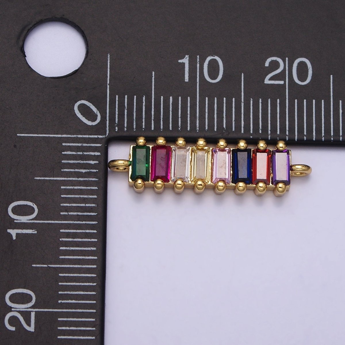 Multicolor Baguette CZ Minimalist Bar Connector | Y-783