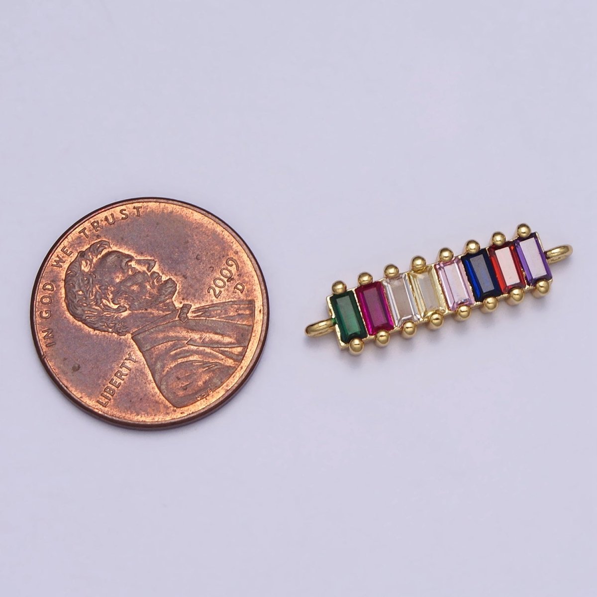 Multicolor Baguette CZ Minimalist Bar Connector | Y-783