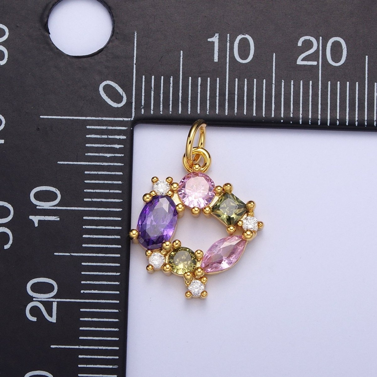 Multicolor Geometric Cubic Zirconia Round Circle Mini Charm For Jewelry Making | C-863