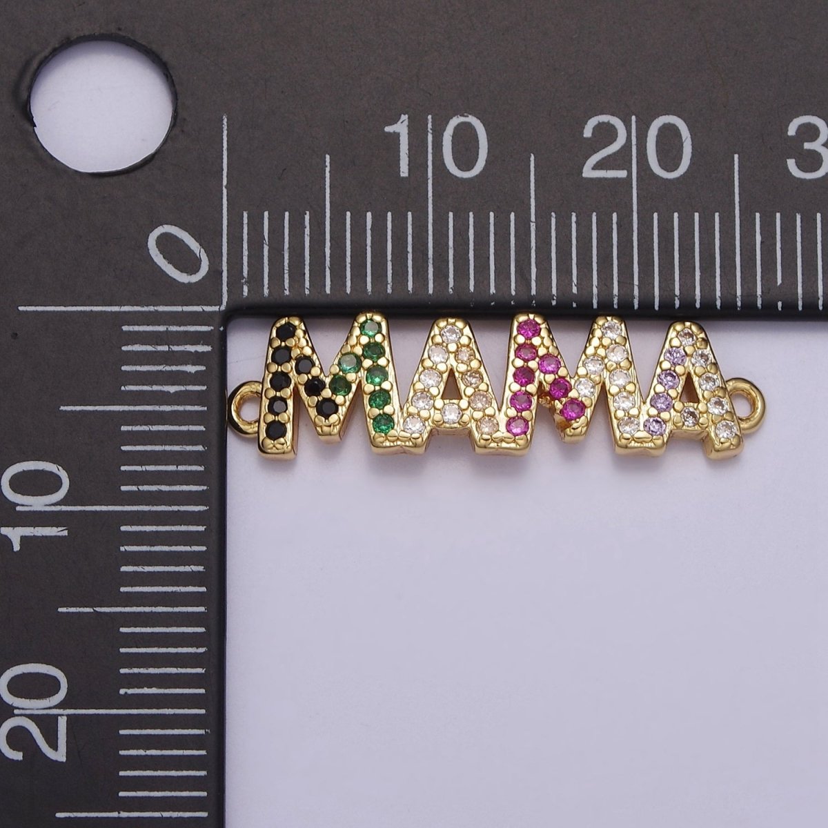 Multicolor Micro Pave Cubic Zirconia MAMA Connector For Mother's Day Jewelry Necklace Bracelet Making, F-162