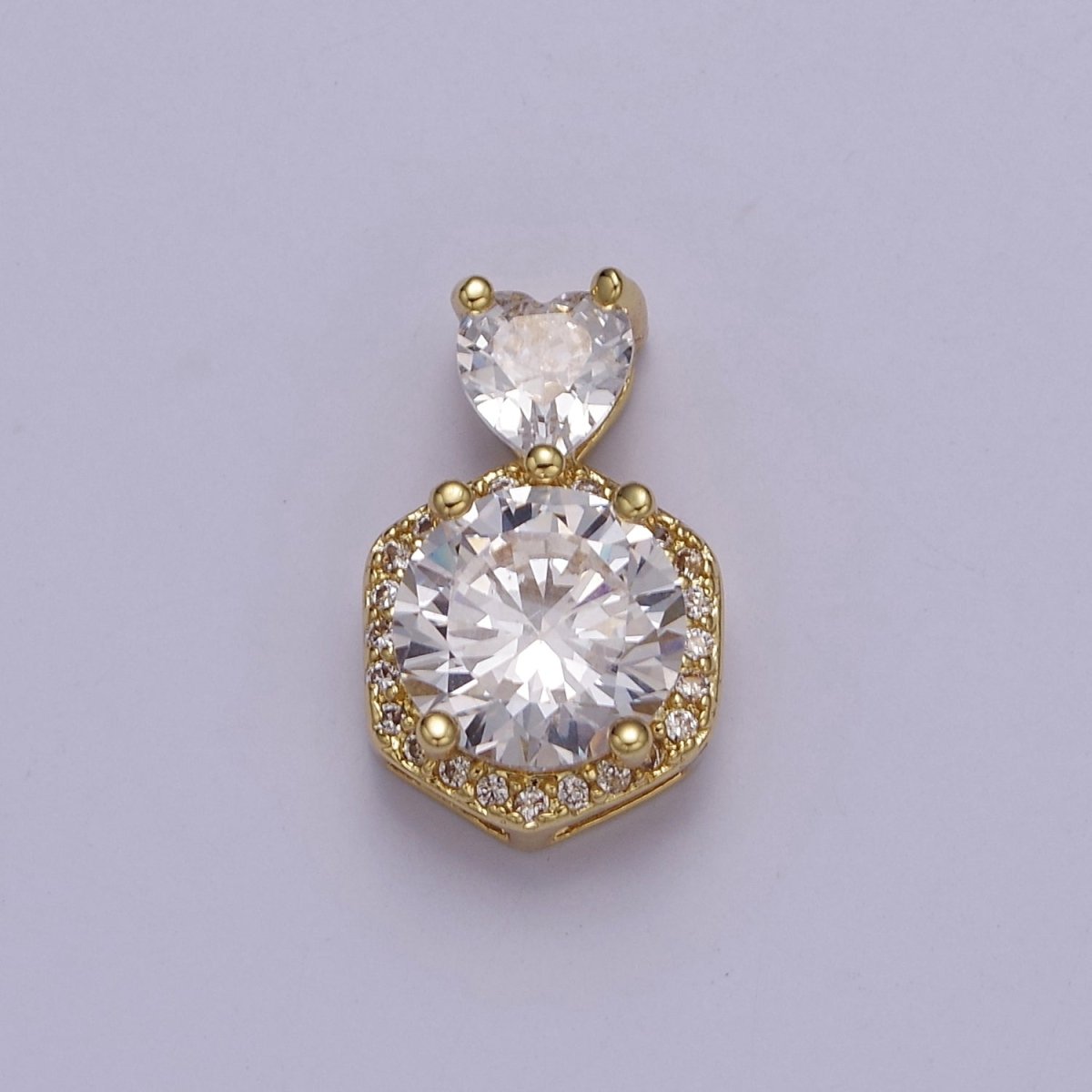 Multicolor Round Cubic Zirconia CZ Stone Pendant Charm with CZ Heart Bail For Jewelry Necklace Making J-567 J-568 J-569 J-575