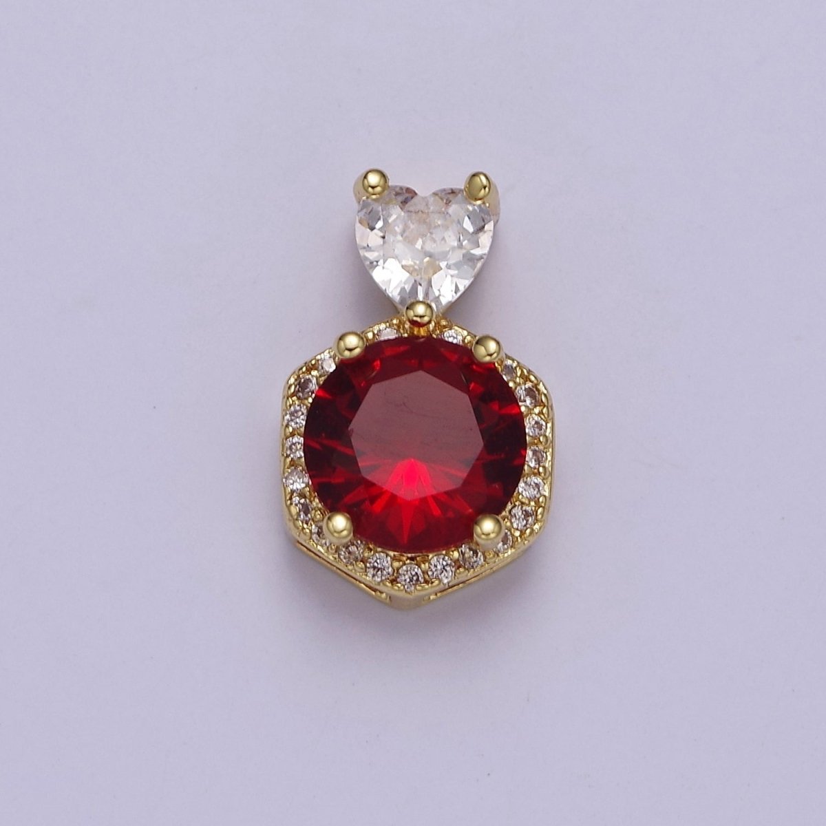 Multicolor Round Cubic Zirconia CZ Stone Pendant Charm with CZ Heart Bail For Jewelry Necklace Making J-567 J-568 J-569 J-575
