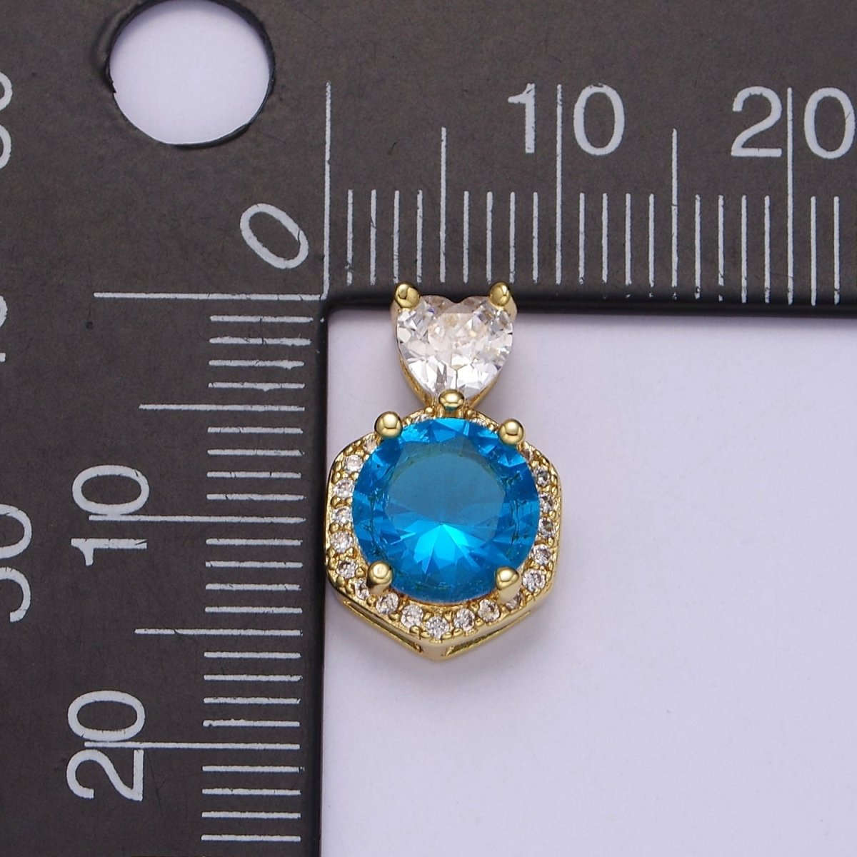 Multicolor Round Cubic Zirconia CZ Stone Pendant Charm with CZ Heart Bail For Jewelry Necklace Making J-567 J-568 J-569 J-575