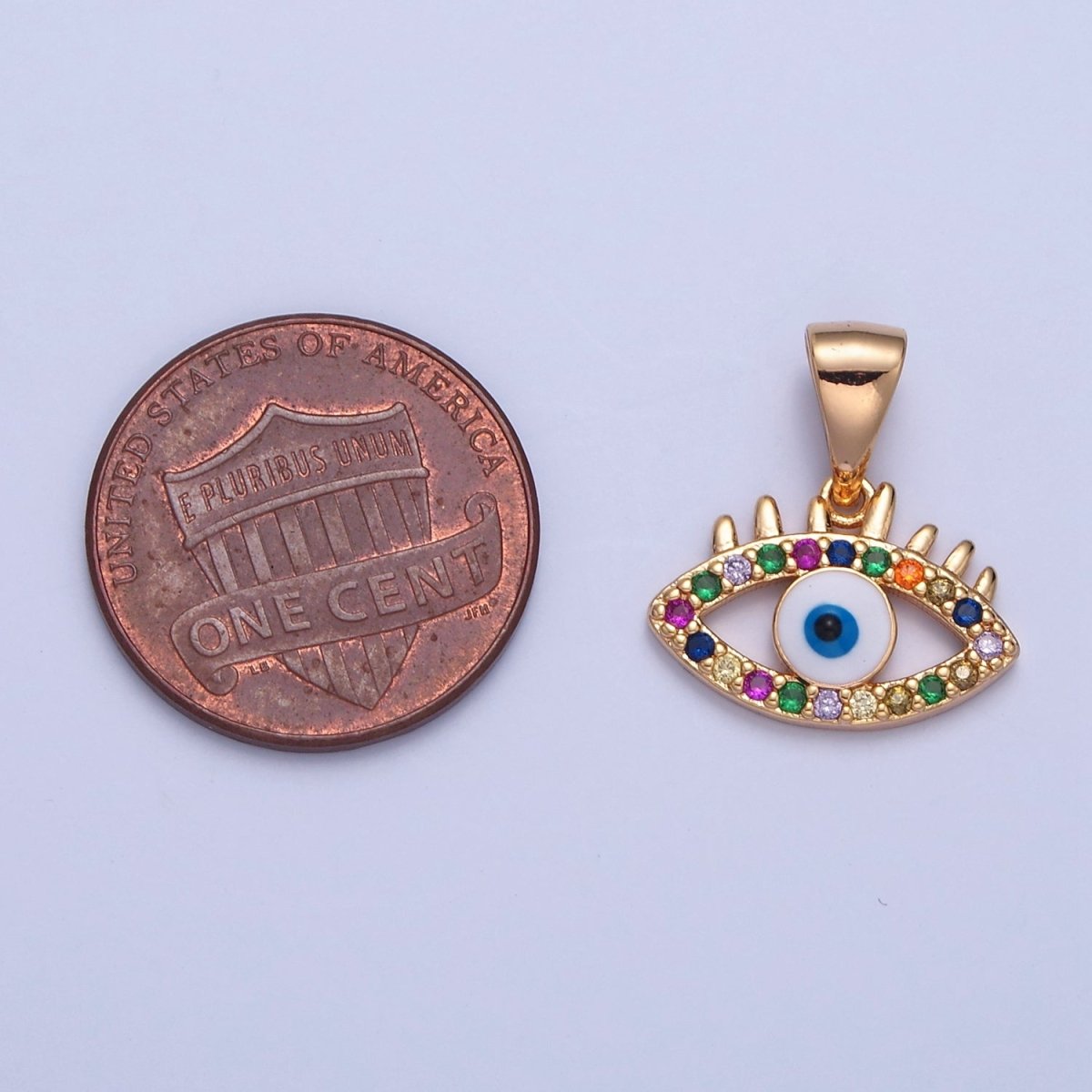 Multicolor Round CZ Evil Eye Pendant, Eye of Ra Protection Charm For Jewelry Making H-069