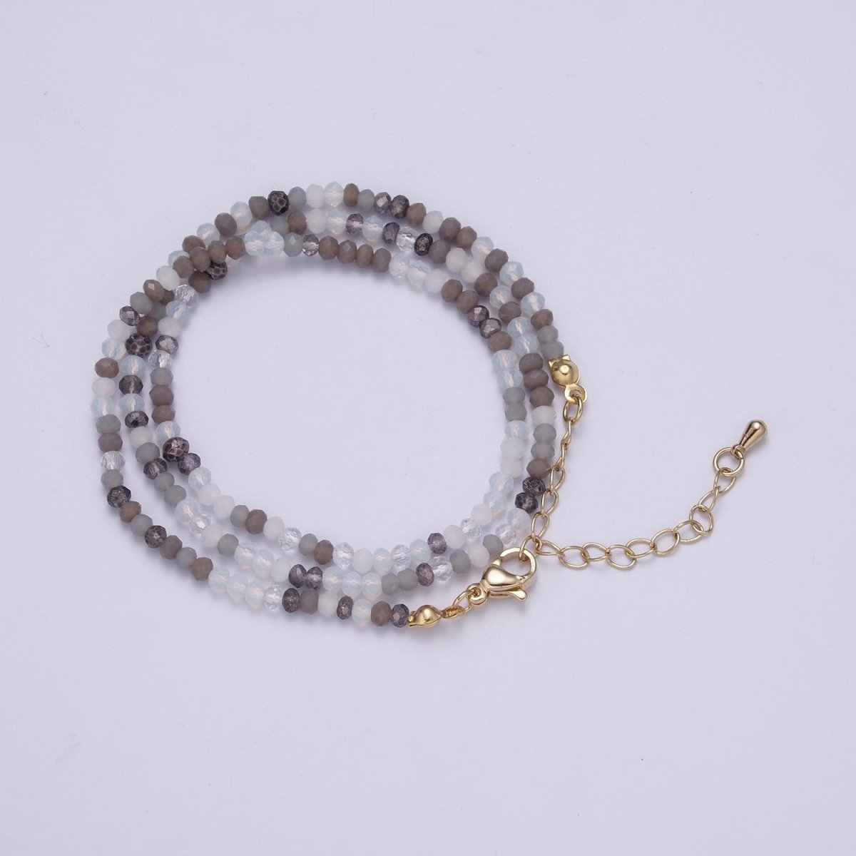 Multicolored Grey Glass Seed Bead Necklace 18 inch + 2 inch Extender Chain Necklace Gift | WA-447 Clearance Pricing