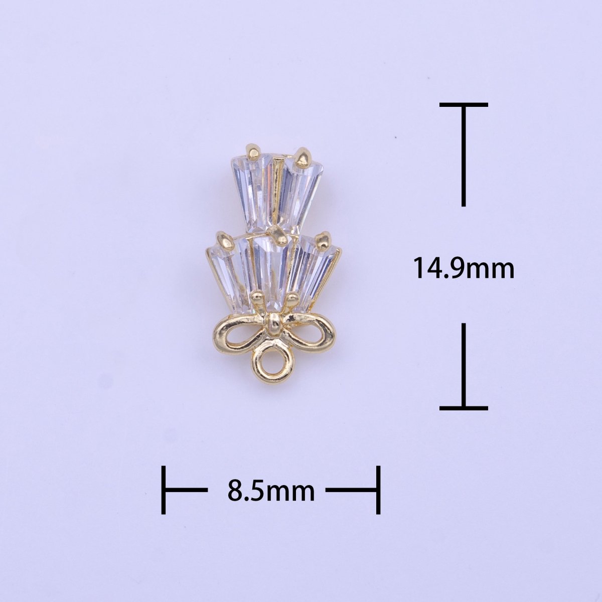 Multiple Clear Baguette CZ Ribbon Gold Charm | C-473