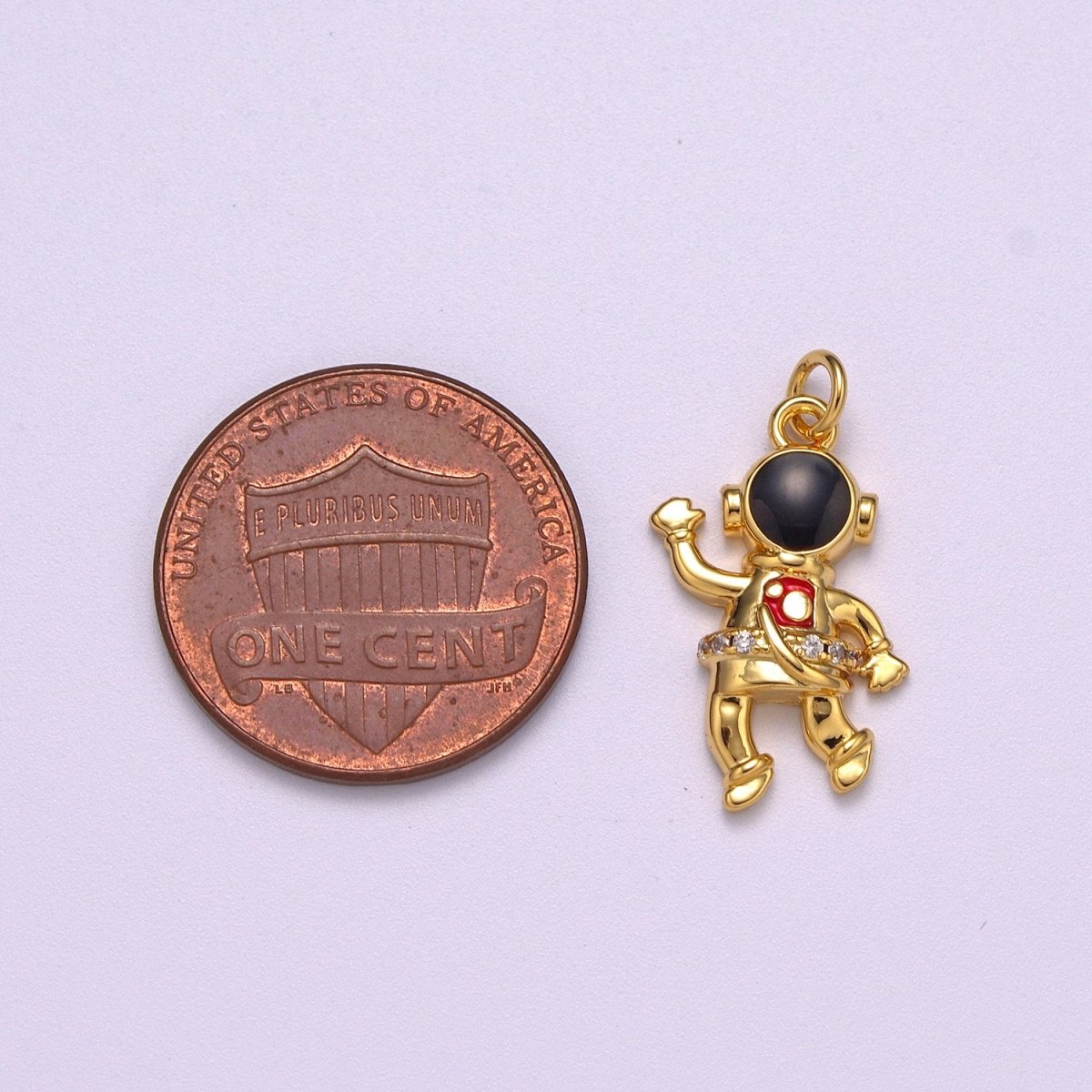 NASA Astronaut Charm Gold Filled Cute Pendant, Enamel Astronaut Charm, Wholesale People Necklace Bracelet Earring Charm add on M-745