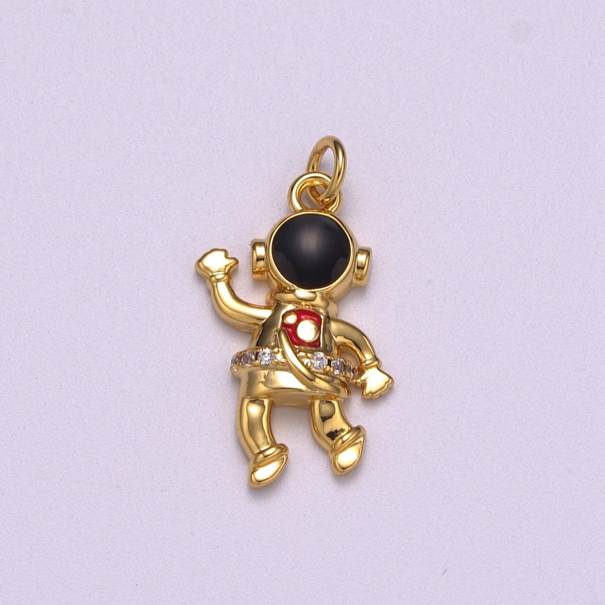 NASA Astronaut Charm Gold Filled Cute Pendant, Enamel Astronaut Charm, Wholesale People Necklace Bracelet Earring Charm add on M-745