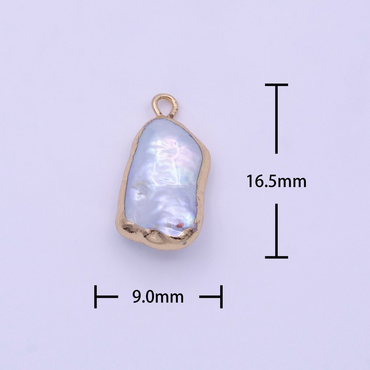 Natural Abstract Baroque Cultured White Freshwater Pearl Gold Coated Charm | P-1846