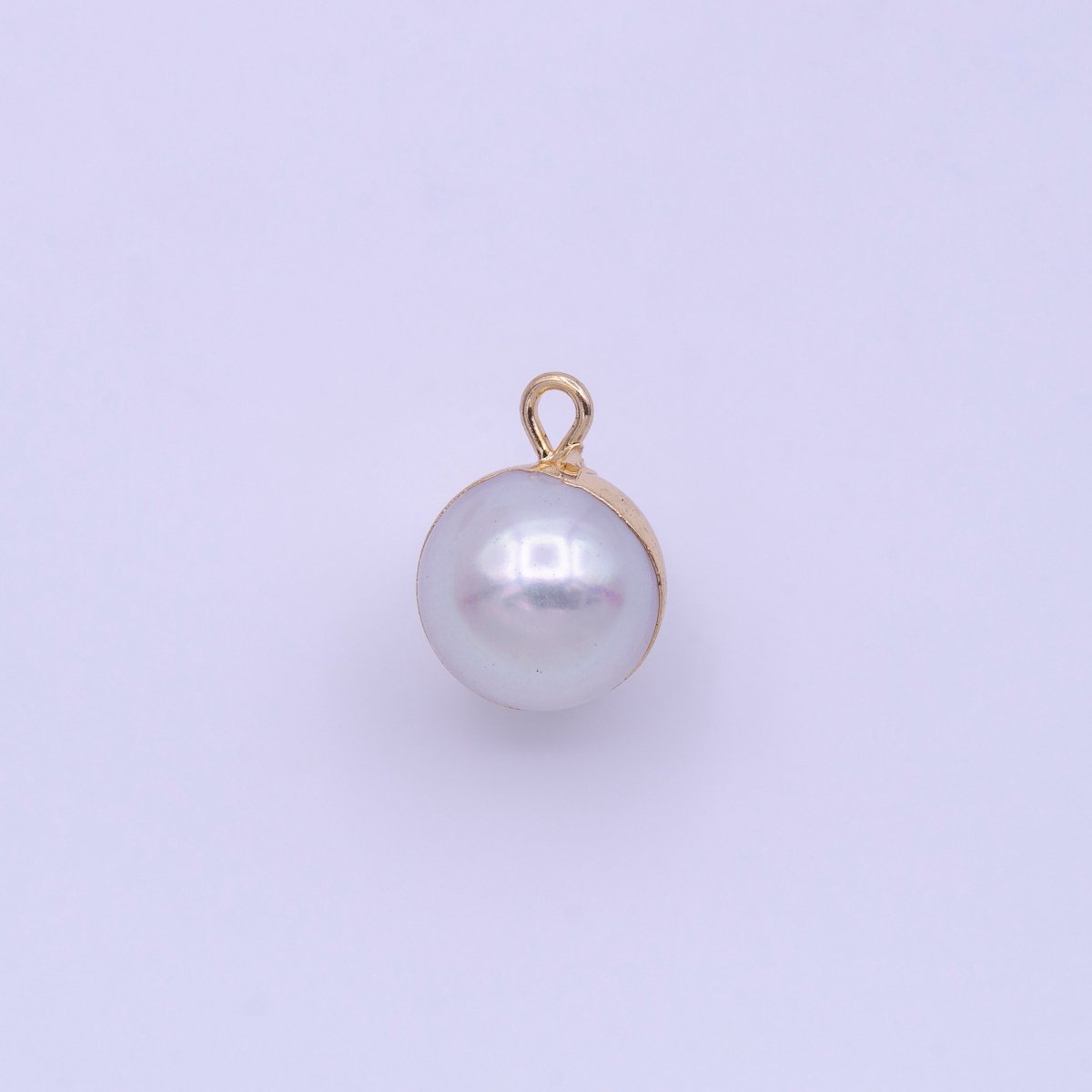 Natural Round White Freshwater Pearl Gold Coated Add-On Charm | P-1850