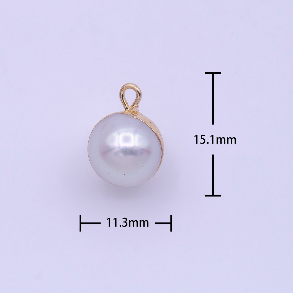 Natural Round White Freshwater Pearl Gold Coated Add-On Charm | P-1850
