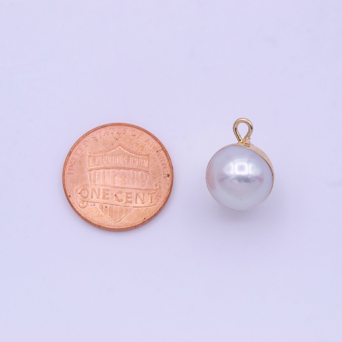 Natural Round White Freshwater Pearl Gold Coated Add-On Charm | P-1850