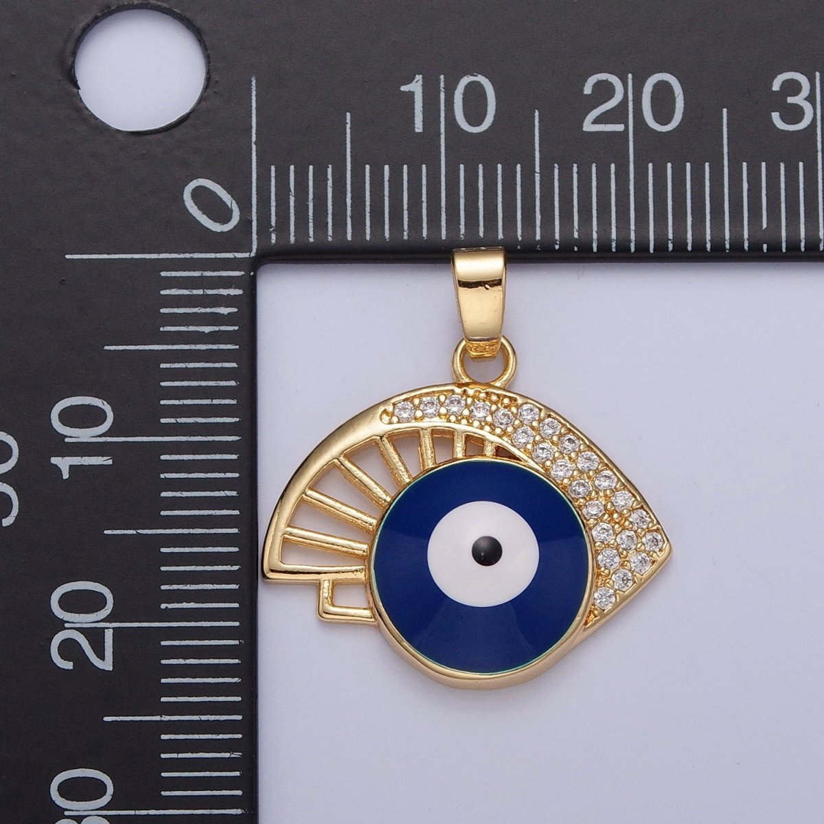 Navy Blue Enamel Evil Eye Pendant, Micro Pave Cubic Zirconia Eye of Ra Protection Charm For DIY Jewelry Making X-319