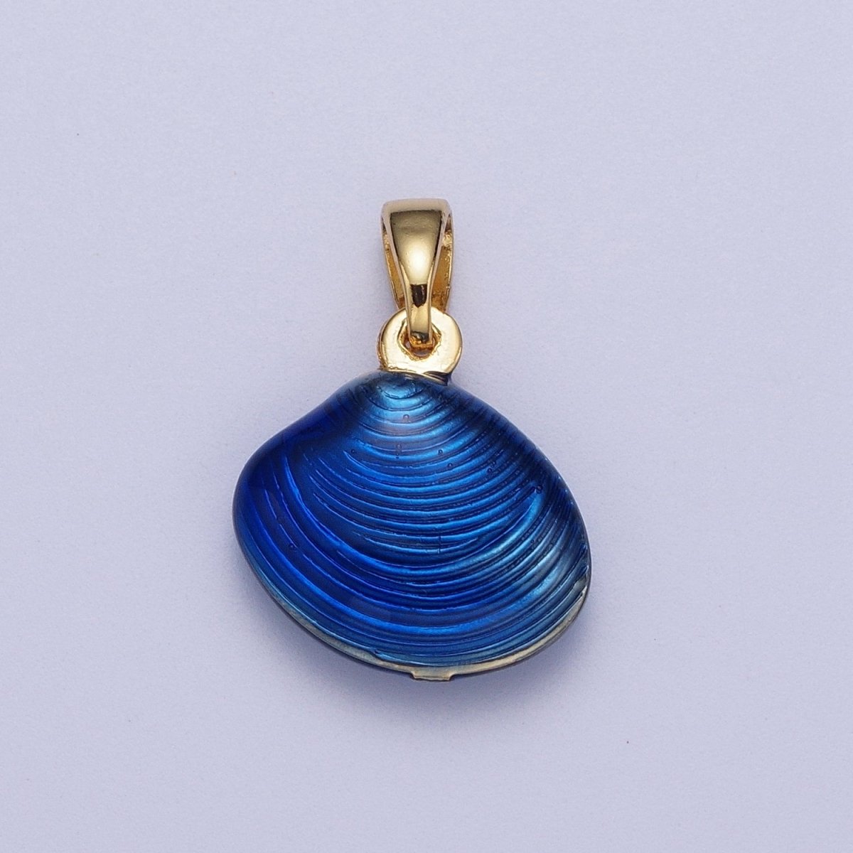 Neon Yellow, Blue, Green Colored Enamel Clam Sea Shell Pendant For Summer Beach Jewelry | X-538-X-539