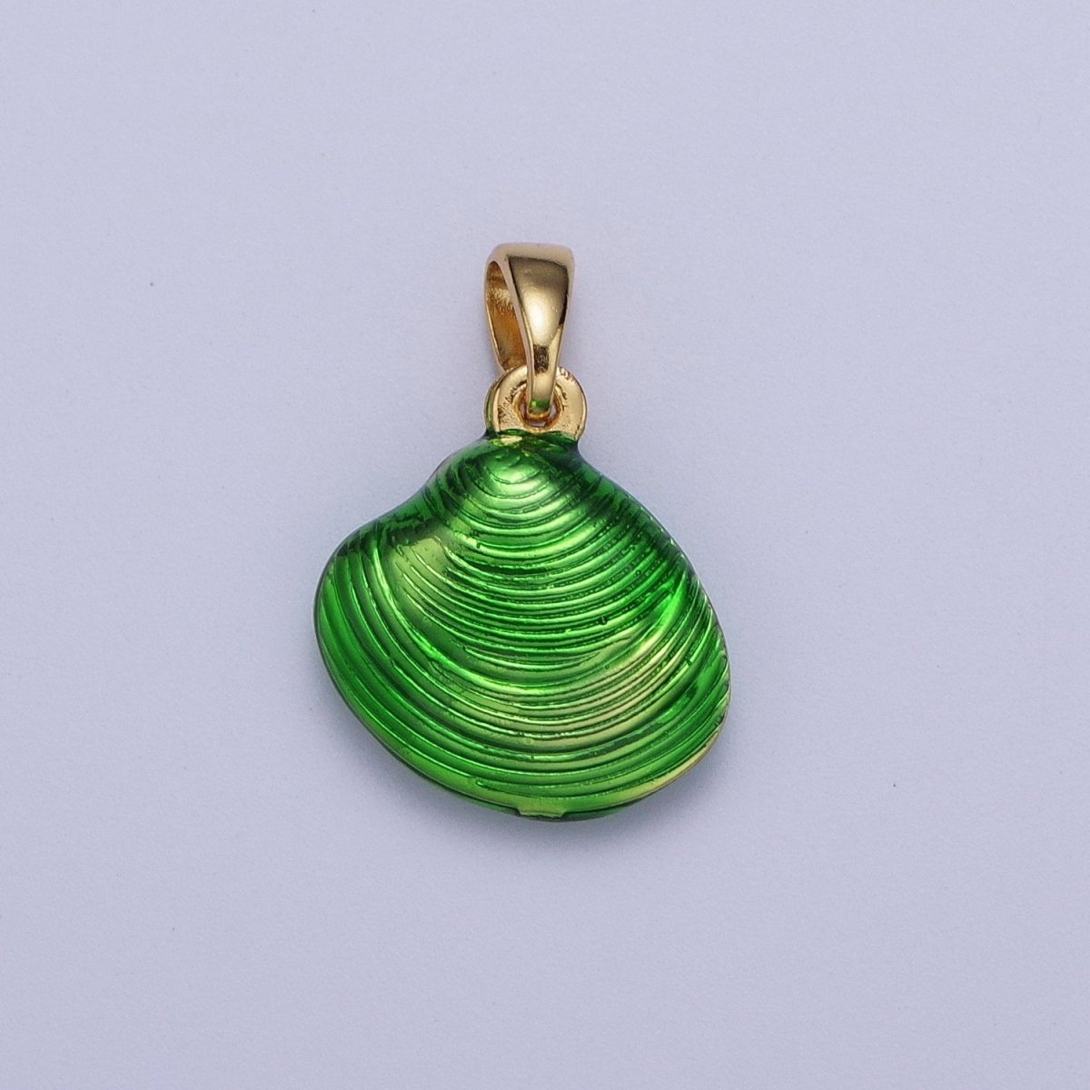 Neon Yellow, Blue, Green Colored Enamel Clam Sea Shell Pendant For Summer Beach Jewelry | X-538-X-539
