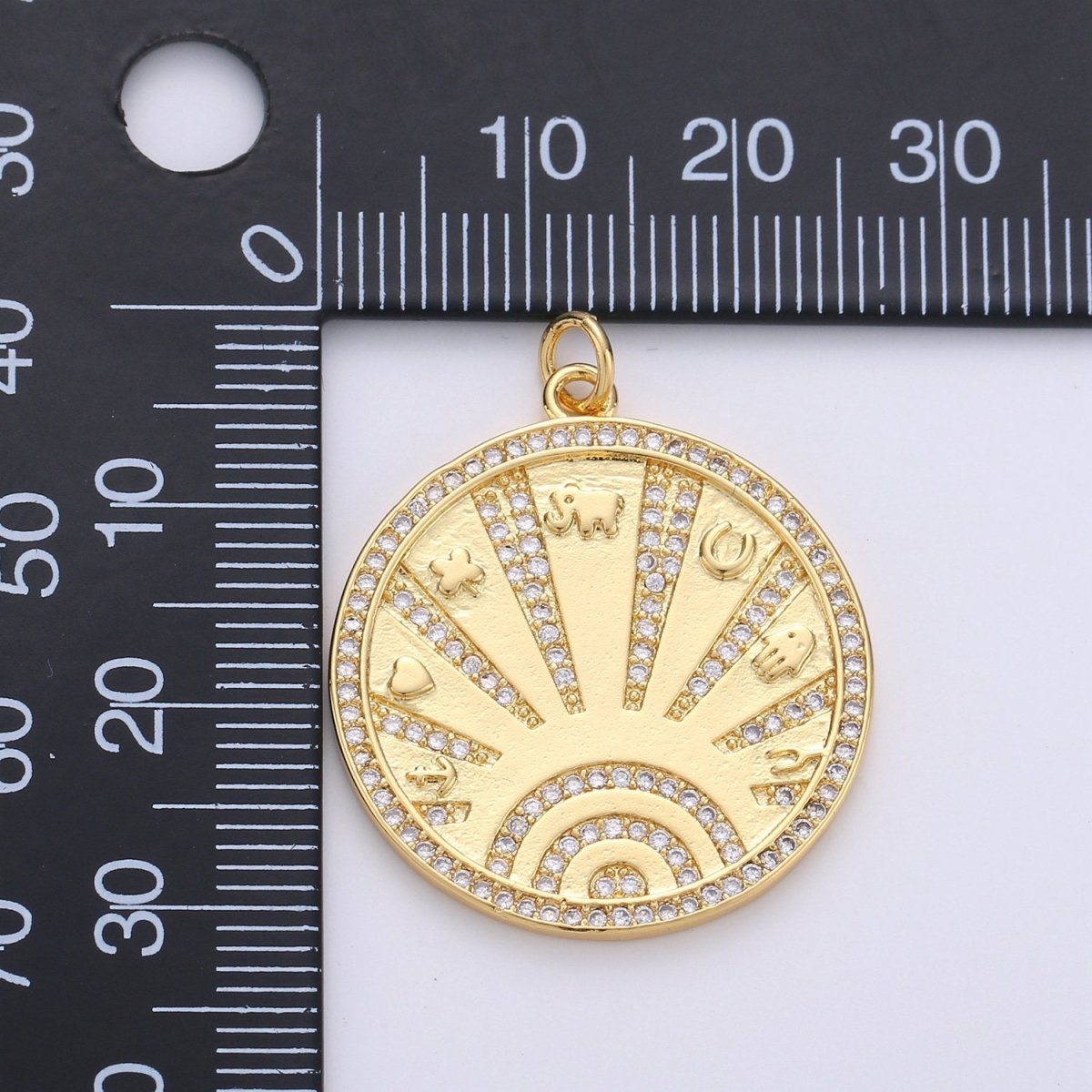 New Gold Lucky Coin Talisman Charm Necklace, 14k Gold Filled Disc Round Pendant Lucky Medallion Pendant for Necklace Jewelry Making Supply D-339