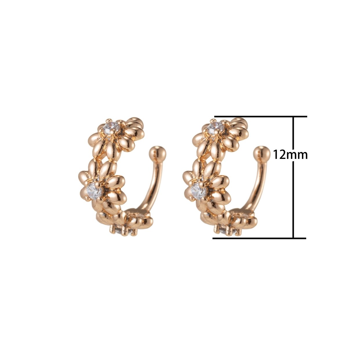 Non Piercing Ear Cuff Gold Flower Ear Cuff Cartilage Cuff Earring Single Piece Ear Cuff Small Hoop Cuff Earring Trendy Layered Ear Cuffs AI-043