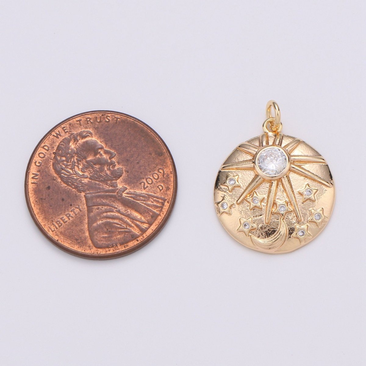 NorthStar in the Galaxy 18K Gold Filled Charm, Asteroid Charm, Planetoid Pendant, Star Coin Charm, Sirius Charm, Cubic Star Charm D-228