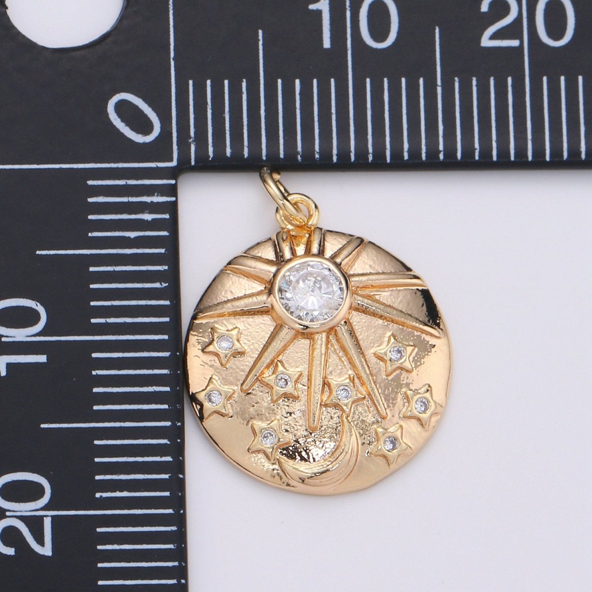 NorthStar in the Galaxy 18K Gold Filled Charm, Asteroid Charm, Planetoid Pendant, Star Coin Charm, Sirius Charm, Cubic Star Charm D-228