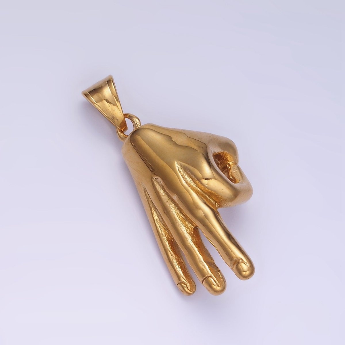 Okay Sign Hand Symbol Charm Gold Stainless Steel Ok Sign Pendant Hand Gesture Charm P1205