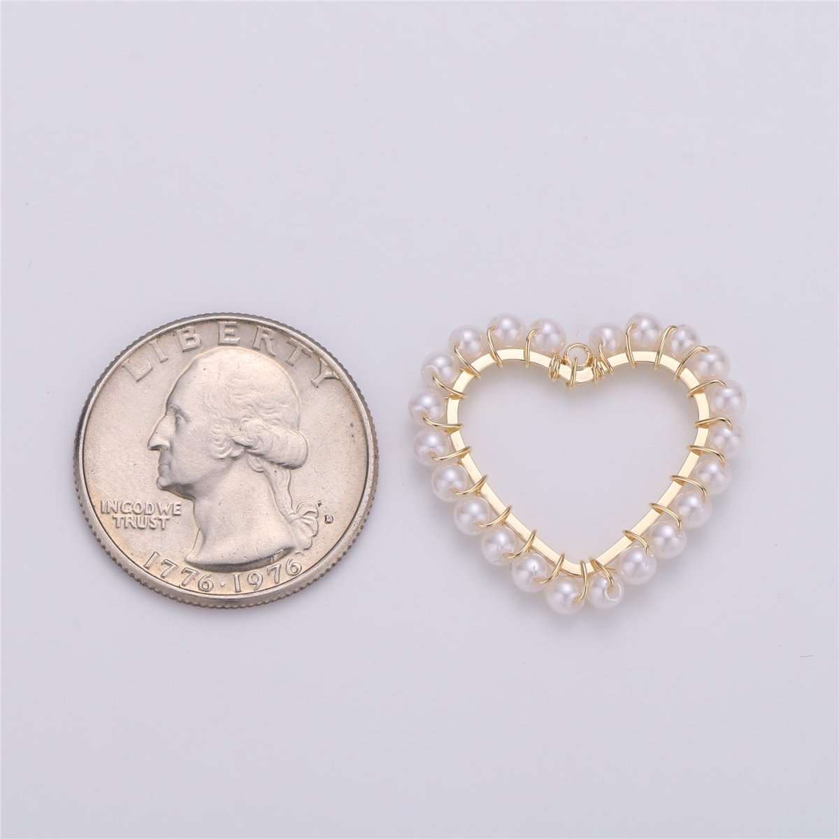 On Sale! CLEARANCE! 1pc Heart Shell Powder Pearl Charm Pendant with 18k Light Gold Plated Edge for Necklace Anklet Bracelet Earring Charm Supplies 27mmx27mm E-516