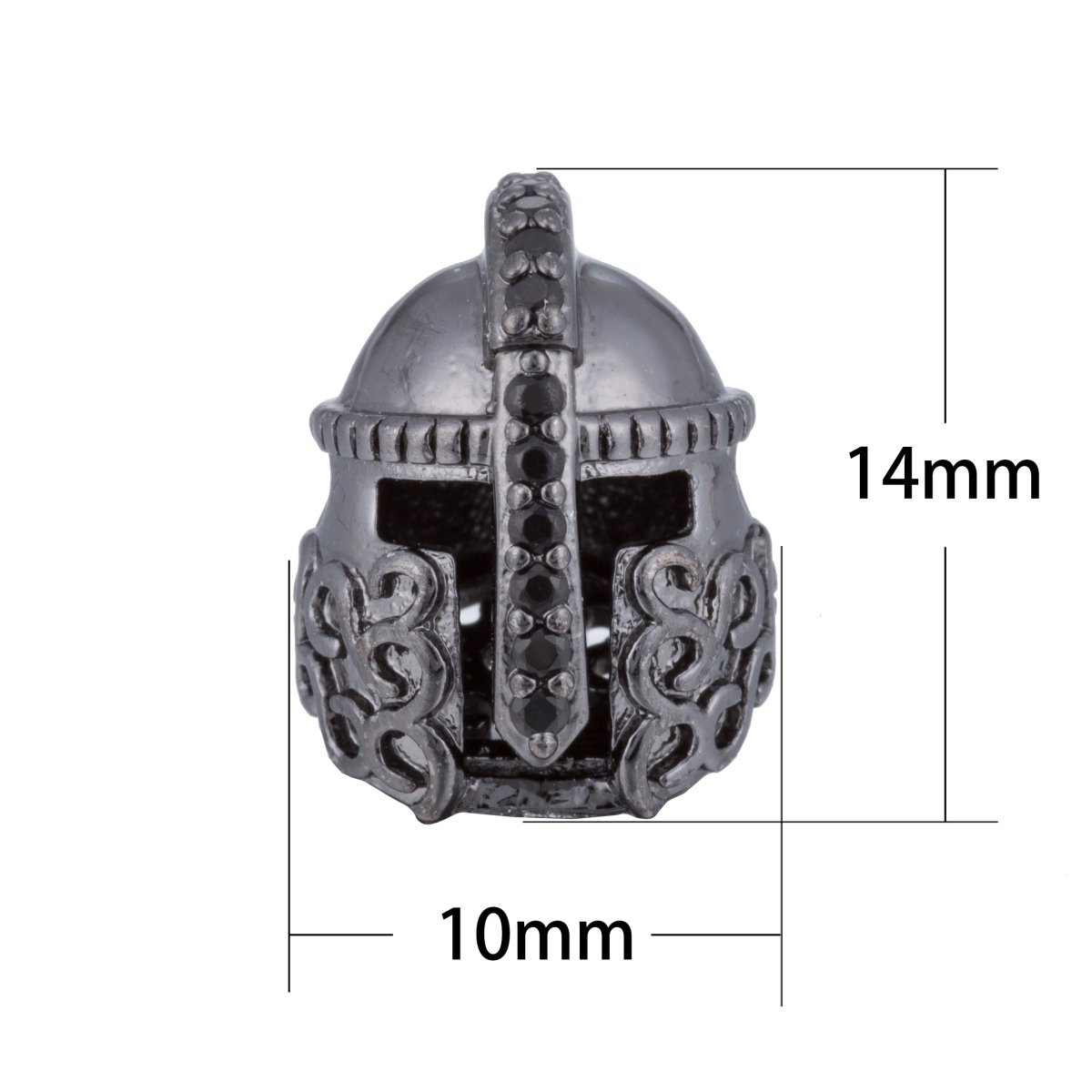 On Sale! CLEARANCE! Black CZ Micro Paved Medieval Warrior Knight Spacer Bead | B-415