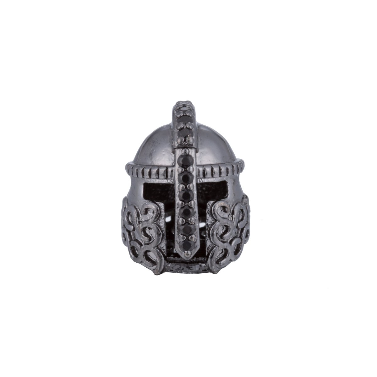 On Sale! CLEARANCE! Black CZ Micro Paved Medieval Warrior Knight Spacer Bead | B-415