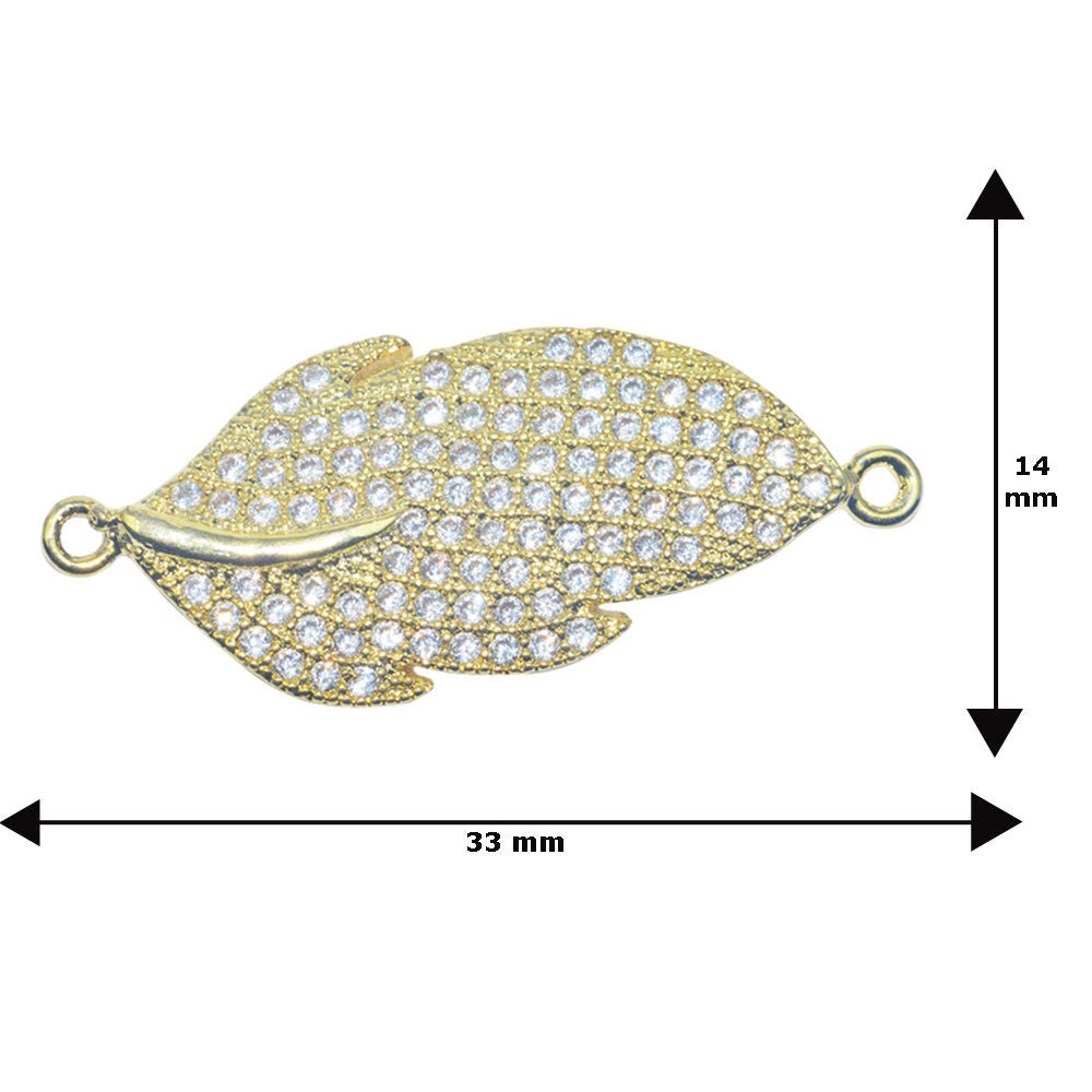 On Sale! CLEARANCE! Cubic Zirconia Gold Filled Cooper Material Crystal Leaf Nature Flora Design Bead Crystallized Necklace Bracelet Jewelry Making Charm CONNECTOR F -254