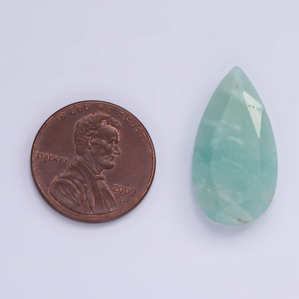 25mm Natural Gemstone Multifaceted Teardrop Charm | AG693 - AG695