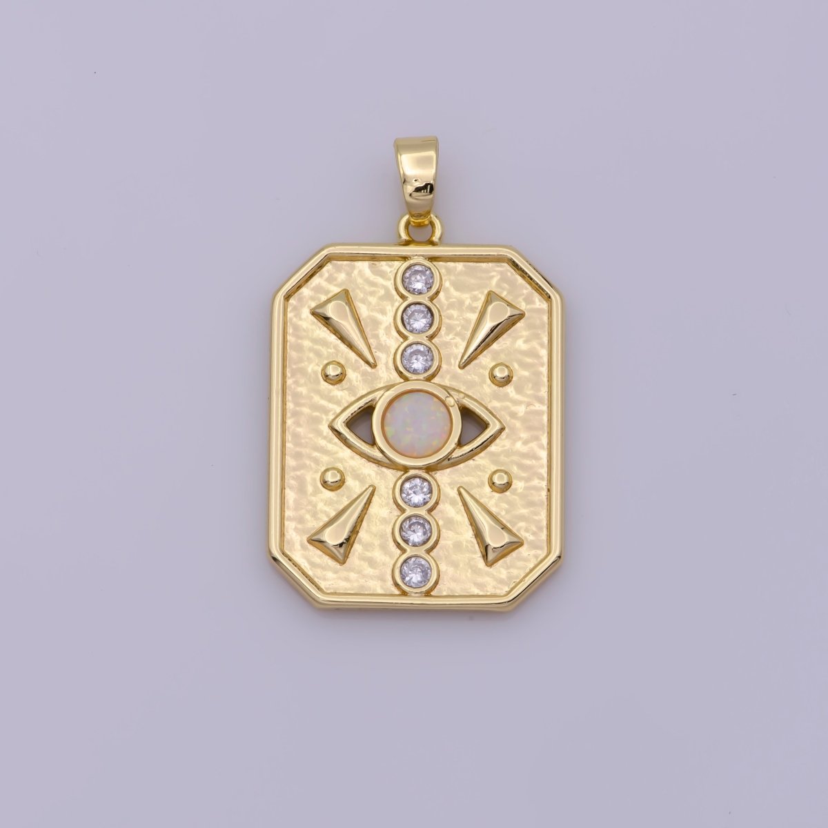 Opal Evil Eye Charms, Rectangle Tag Evil Eye Pendant Jewelry Gold Filled Amulet Pendant, Evil Eye, Good Luck Charms, Blue Lucky Charm N-497 N-498