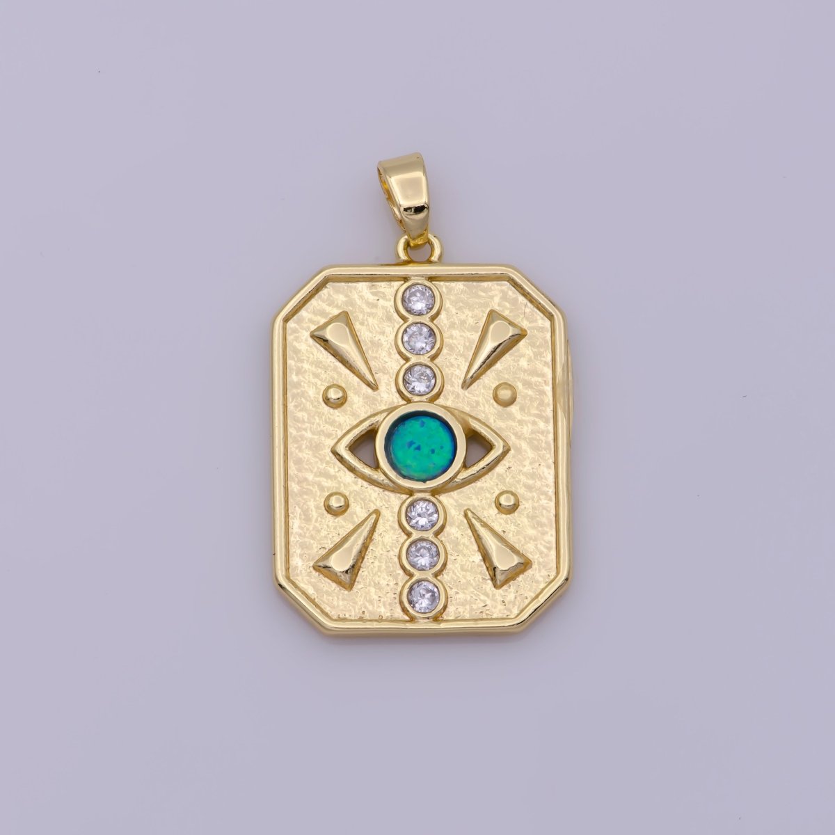 Opal Evil Eye Charms, Rectangle Tag Evil Eye Pendant Jewelry Gold Filled Amulet Pendant, Evil Eye, Good Luck Charms, Blue Lucky Charm N-497 N-498