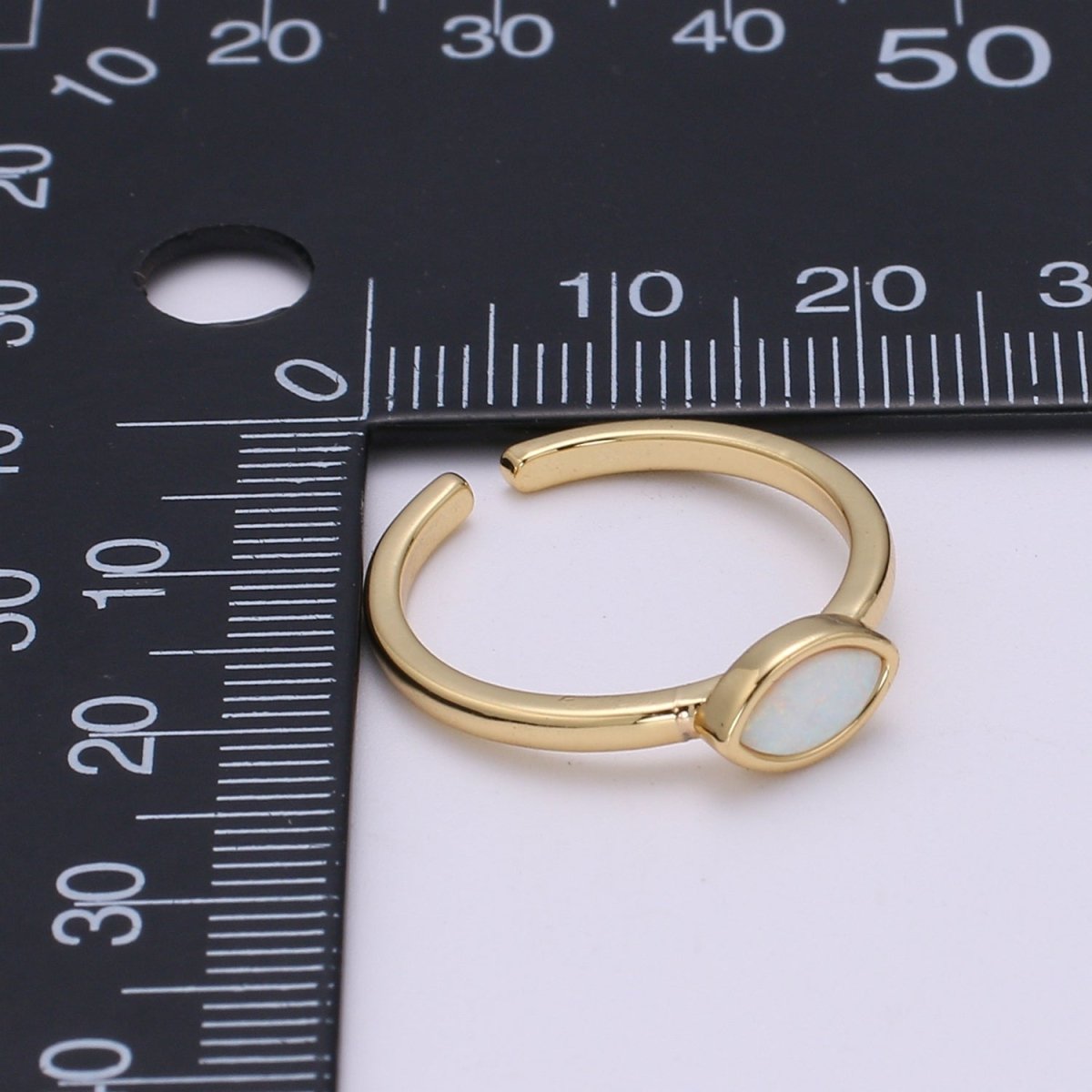 Opal Eye gold ring, Open adjustable Evil eye ring, Dainty gold ring, Delicate ring, Thin gold ring, Simple ring, Minimalist jewelry O-284