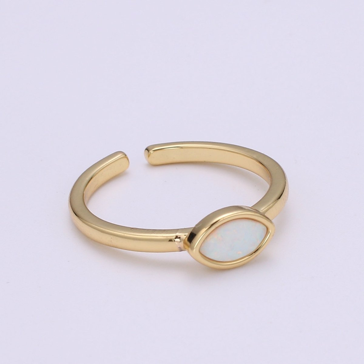 Opal Eye gold ring, Open adjustable Evil eye ring, Dainty gold ring, Delicate ring, Thin gold ring, Simple ring, Minimalist jewelry O-284