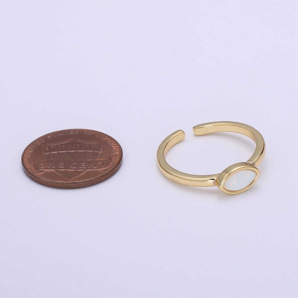 Opal Eye gold ring, Open adjustable Evil eye ring, Dainty gold ring, Delicate ring, Thin gold ring, Simple ring, Minimalist jewelry O-284