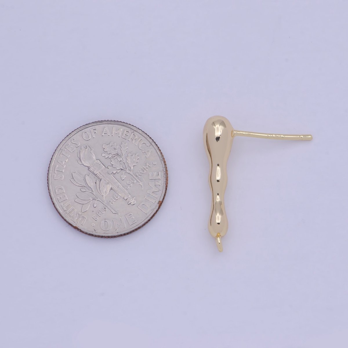 Open Link Stud Earring Gold Bar 20mm drop for Earring Supply L-731