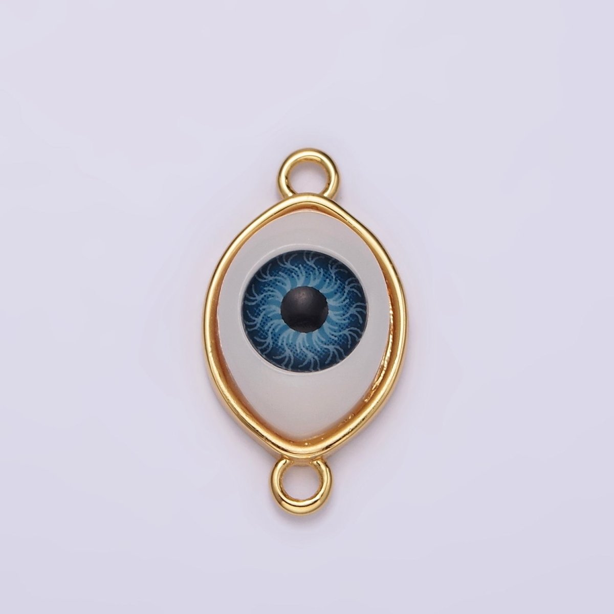 OS 14K Gold Filled 10mm Blue Evil Eye Bezel Connector | G253