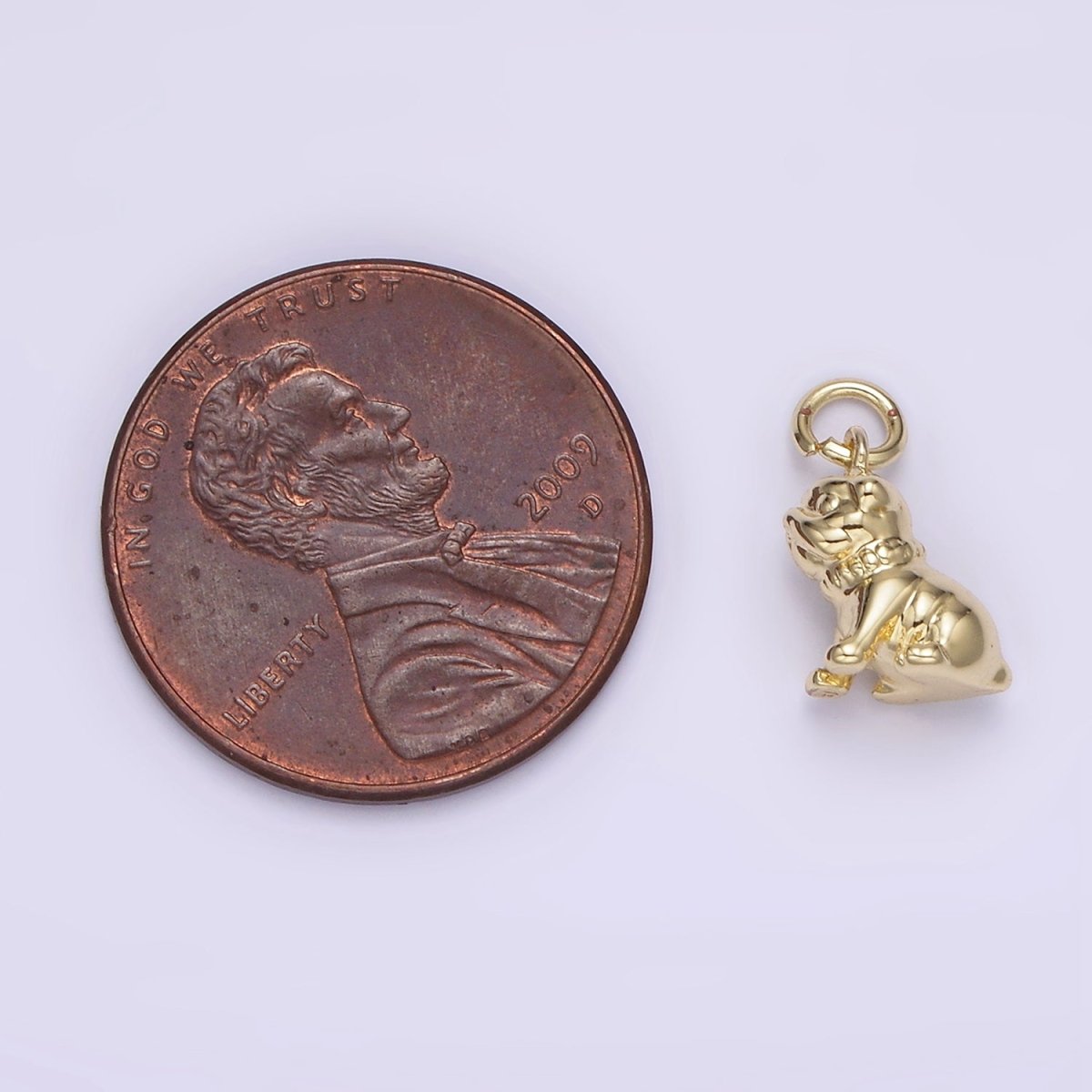 14K Gold Filled 11.5mm Pug Bull Dog Pet Animal Mini 3D Multidimensional Charm | AG217