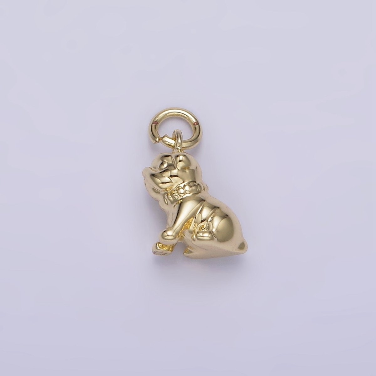 14K Gold Filled 11.5mm Pug Bull Dog Pet Animal Mini 3D Multidimensional Charm | AG217